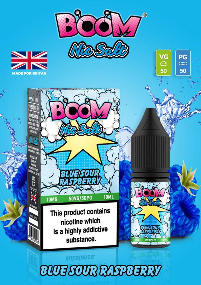 Blue Sour Raspberry Boom Nic Salt E Liquid 10ml | 10mg & 20mg | 50/50 VG/PG