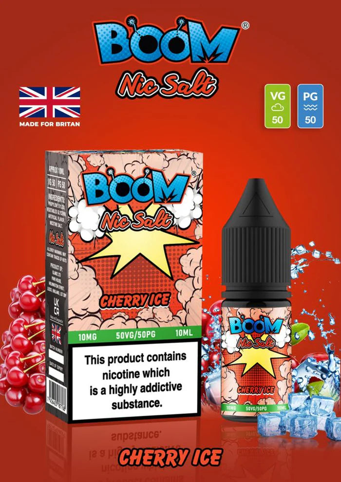 Cherry Ice Boom Nic Salt E Liquid 10ml | 10mg & 20mg | 50/50 VG/PG