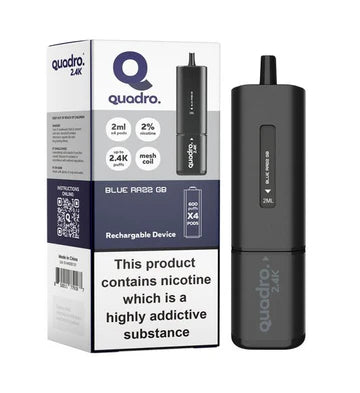 Blue Razz GB Quadro 2.4k Disposable Vape: Big Puffs, 2400mAh, 20mg