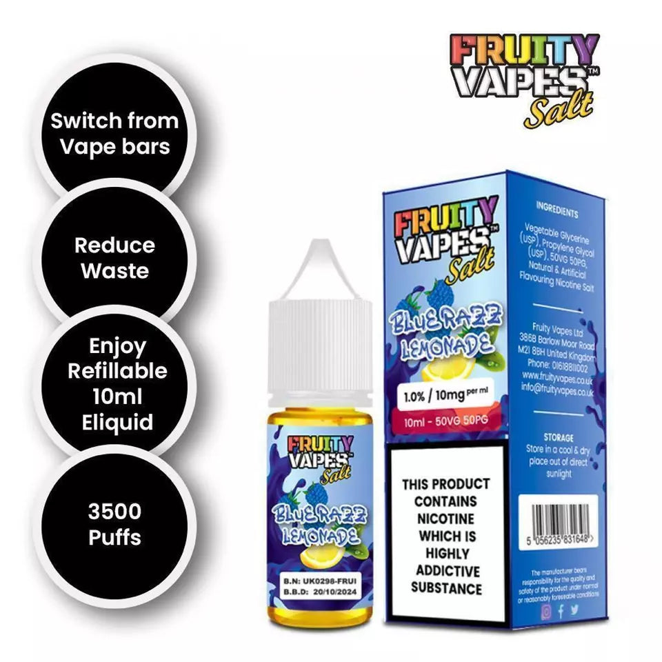 Blue Razz Lemonade Fruity Nic Salt Vape 10mg/20mg - 50/50 VG/PG Juice