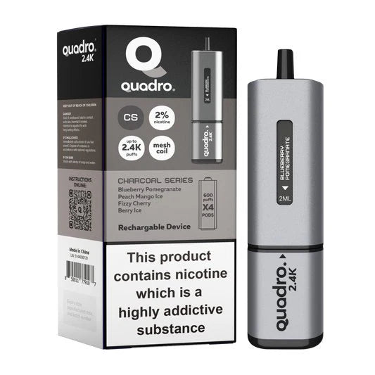 Charcoal Series Quadro 2.4k Disposable Vape: Big Puffs, 2400mAh, 20mg