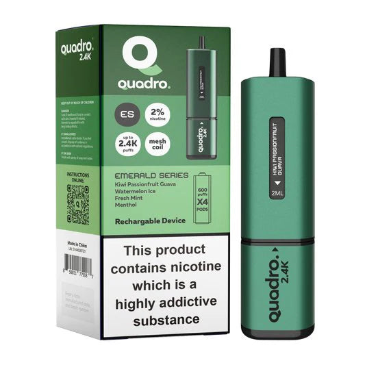 Emerald Series Quadro 2.4k Disposable Vape: Big Puffs, 2400mAh, 20mg