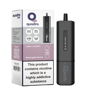 Fizzy Cherry Quadro 2.4k Disposable Vape: Big Puffs, 2400mAh, 20mg