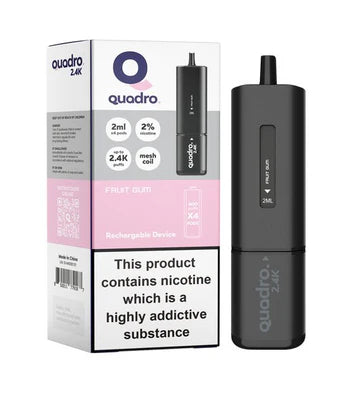 Fruit Gum Quadro 2.4k Disposable Vape: Big Puffs, 2400mAh, 20mg