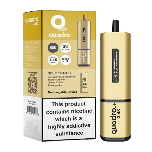 Gold Series Quadro 2.4k Disposable Vape: Big Puffs, 2400mAh, 20mg