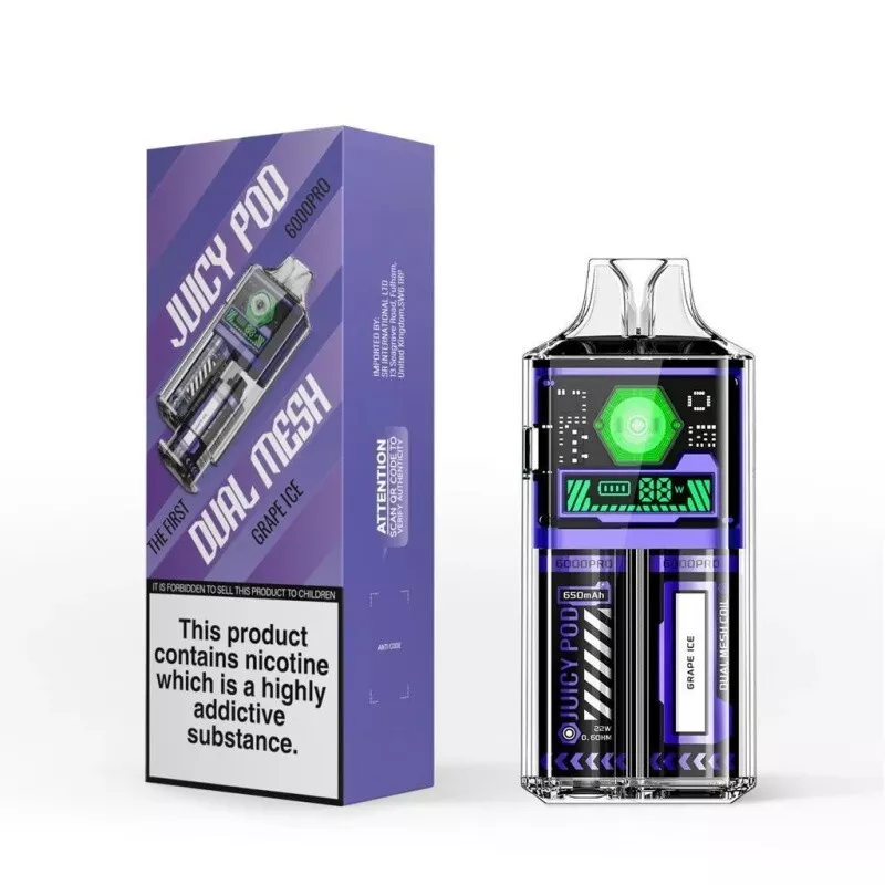 Grape Ice Juicy Pod 6000 Pro Vape Kit - 6000 Puffs, 20mg Nic