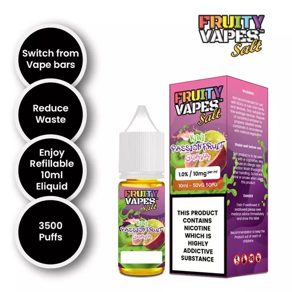 Kiwi Passion Fruit Guava Fruity Nic Salt Vape 10mg/20mg - 50/50 VG/PG Juice