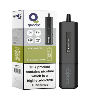 Lemon & Lime Quadro 2.4k Disposable Vape: Big Puffs, 2400mAh, 20mg