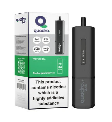 Menthol Quadro 2.4k Disposable Vape: Big Puffs, 2400mAh, 20mg