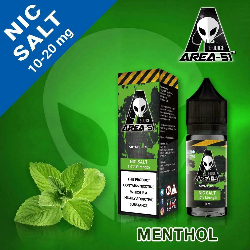 Menthol Area 51 Nic Salt 10ml - 10mg/20mg Nicotine Salt E-Liquid