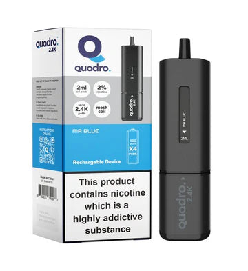 Mr Blue Quadro 2.4k Disposable Vape: Big Puffs, 2400mAh, 20mg