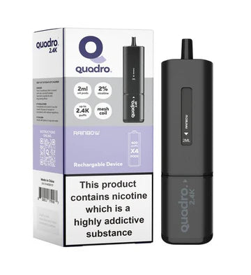 Rainbow Quadro 2.4k Disposable Vape: Big Puffs, 2400mAh, 20mg