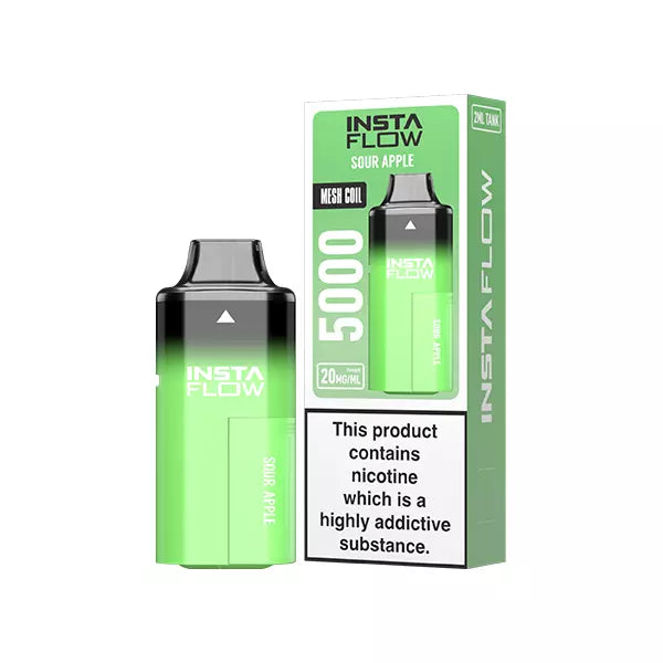 Sour Apple INSTAFLOW 5000 PUFFS Disposable Vape Kit 20mg Nicotine