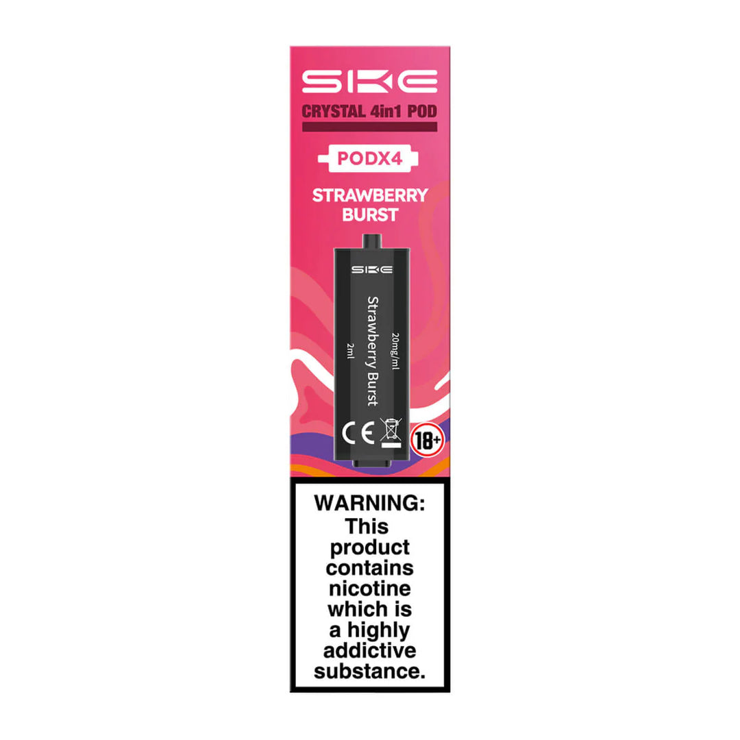 Strawberry Burst SKE Crystal 4-in-1 Prefilled Pods - 2400 Puffs, 20mg, 2ml