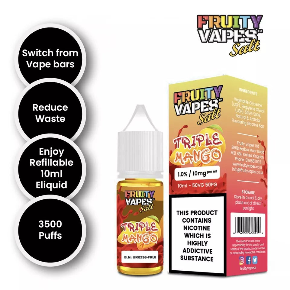 Triple Mango Fruity Nic Salt Vape 10mg/20mg - 50/50 VG/PG Juice