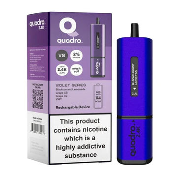 Violet Series Quadro 2.4k Disposable Vape: Big Puffs, 2400mAh, 20mg