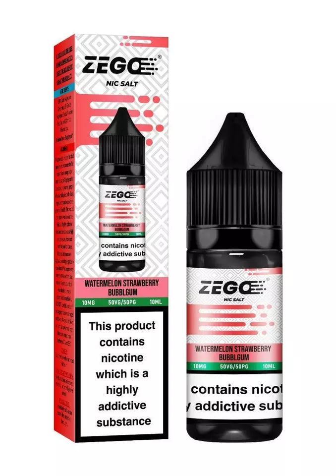 Watermelon Strawberry Bubblegum Zego Nic Salt 10ml E-Liquid 10mg/20mg