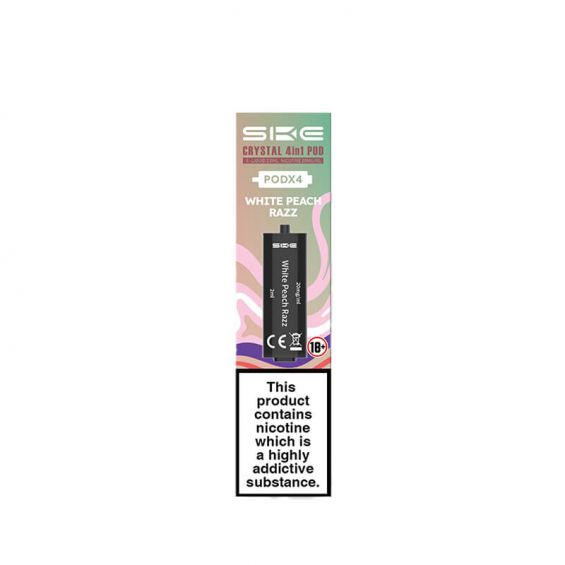 White Peach Razz SKE Crystal 4-in-1 Prefilled Pods - 2400 Puffs, 20mg, 2ml