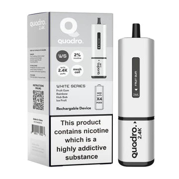 White Series Quadro 2.4k Disposable Vape: Big Puffs, 2400mAh, 20mg