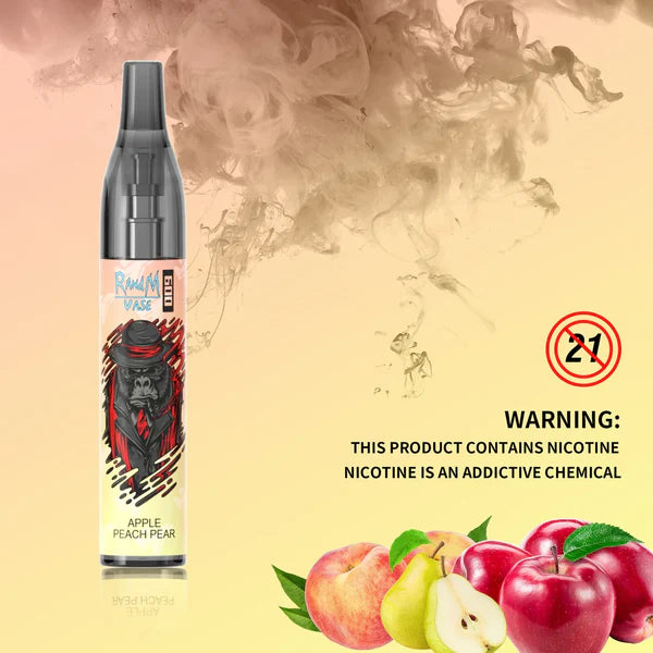 R&M VAPE 600 Puffs Apple Peach Pear Disposable Vape