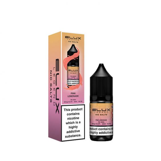 Elux Legend Nic Salt E-Liquid 10mg 20mg Pink Lemonade- Pack Of 10x 10ml