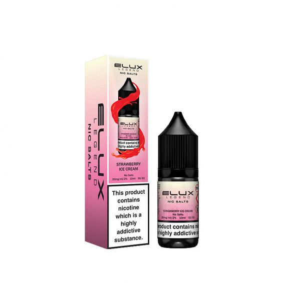 Elux Legend Nic Salt E-Liquid 10mg 20mg Strawberry Ice Cream- Pack Of 10x 10ml