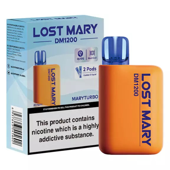 Mary Turbo Lost Mary DM1200 Disposable Vape 2ml 20mg 20 Flavours DM600 X2