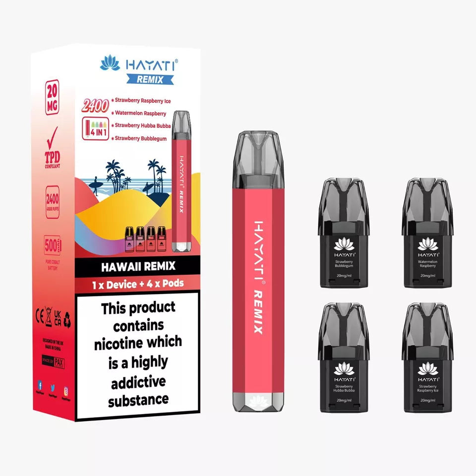 Hayati Remix 2400 Disposable Vape Kit: 4 Pods in 1 - All Flavour