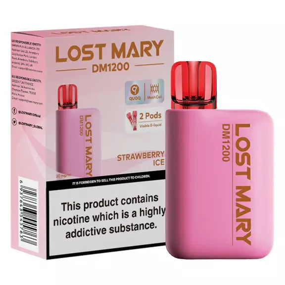 Strawberry Ice Lost Mary DM1200 Disposable Vape 2ml 20mg 20 Flavours DM600 X2