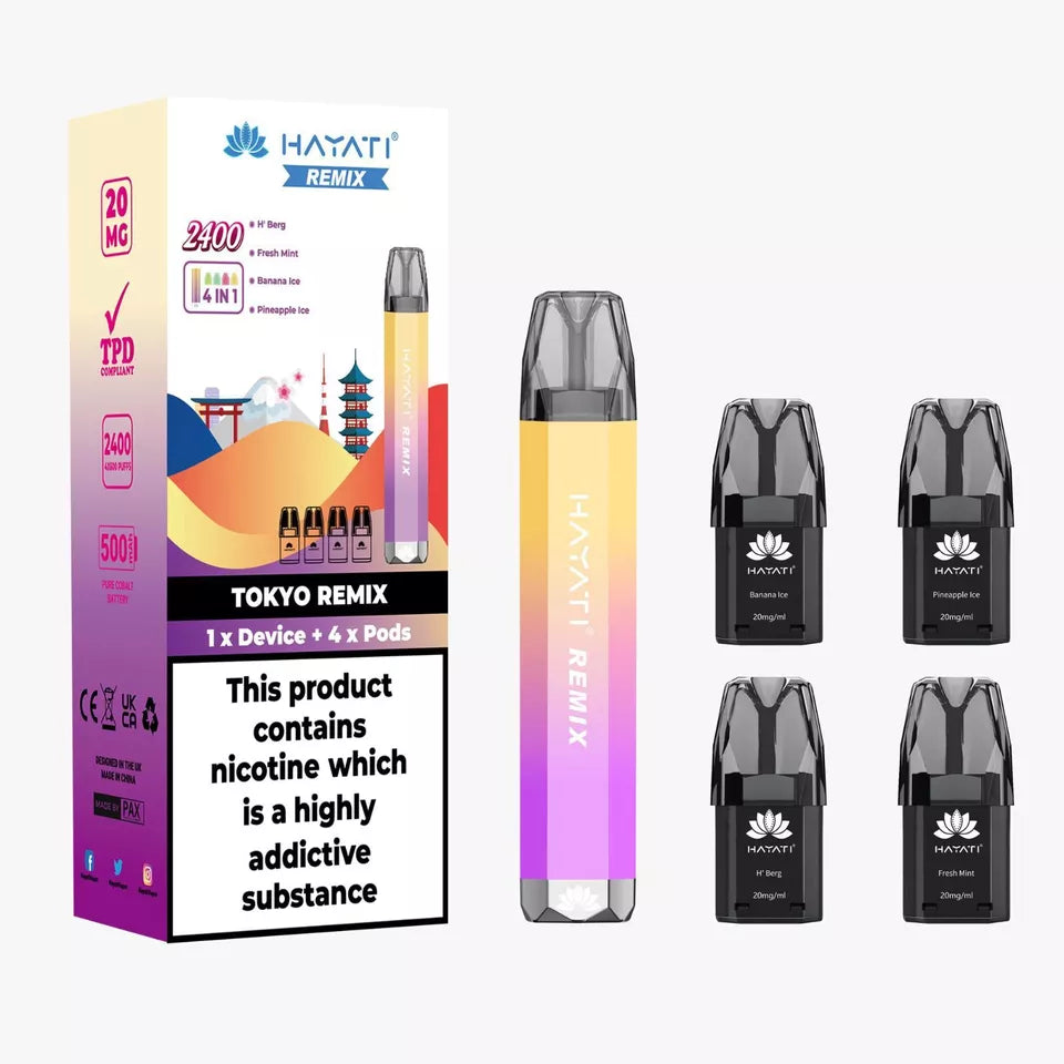 Hayati Remix 2400 Disposable Vape Kit: 4 Pods in 1 - All Flavour