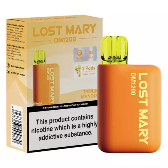 Triple Mango Lost Mary DM1200 Disposable Vape 2ml 20mg 20 Flavours DM600 X2