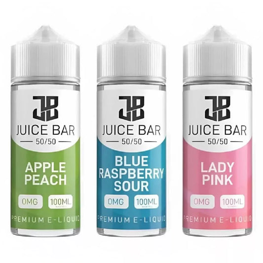 Juice Bar 50/50 E-Liquid 100ml Vape Juice - Zero mg (0mg), 50VG/50PG, All Flavours