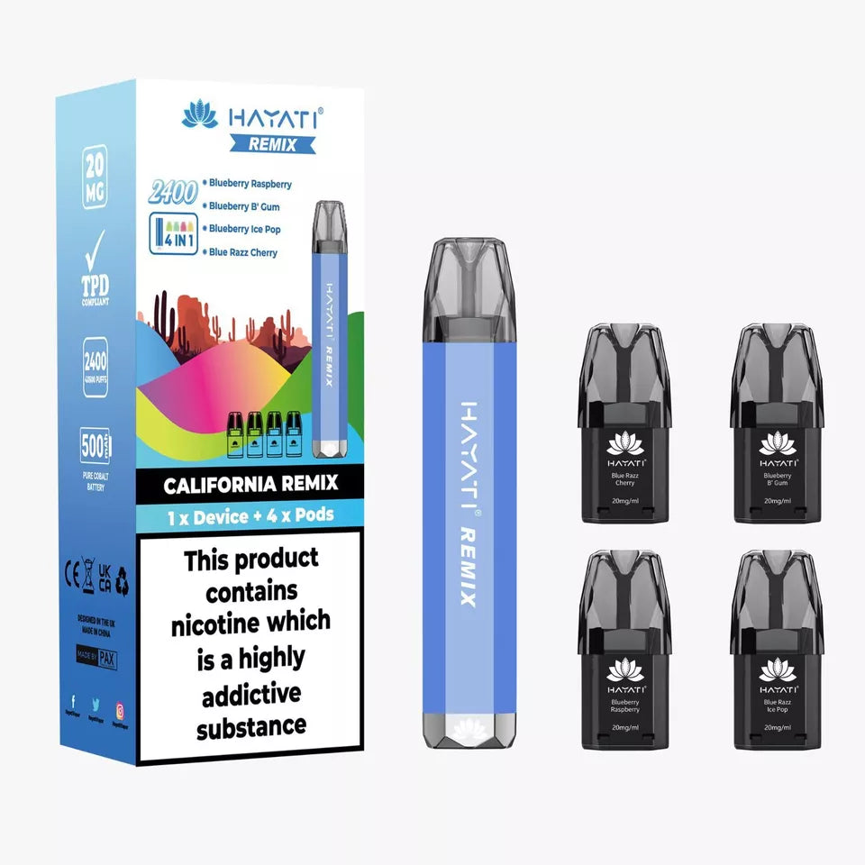 California Remix Hayati Remix 2400 Disposable Vape Kit: 4 Pods in 1