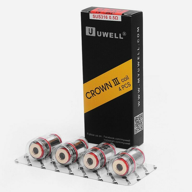 Uwell Crown III Coils 0.25Ω OR 0.4Ω OR 0.5Ω Pack of 4x Vape Replacement Coils