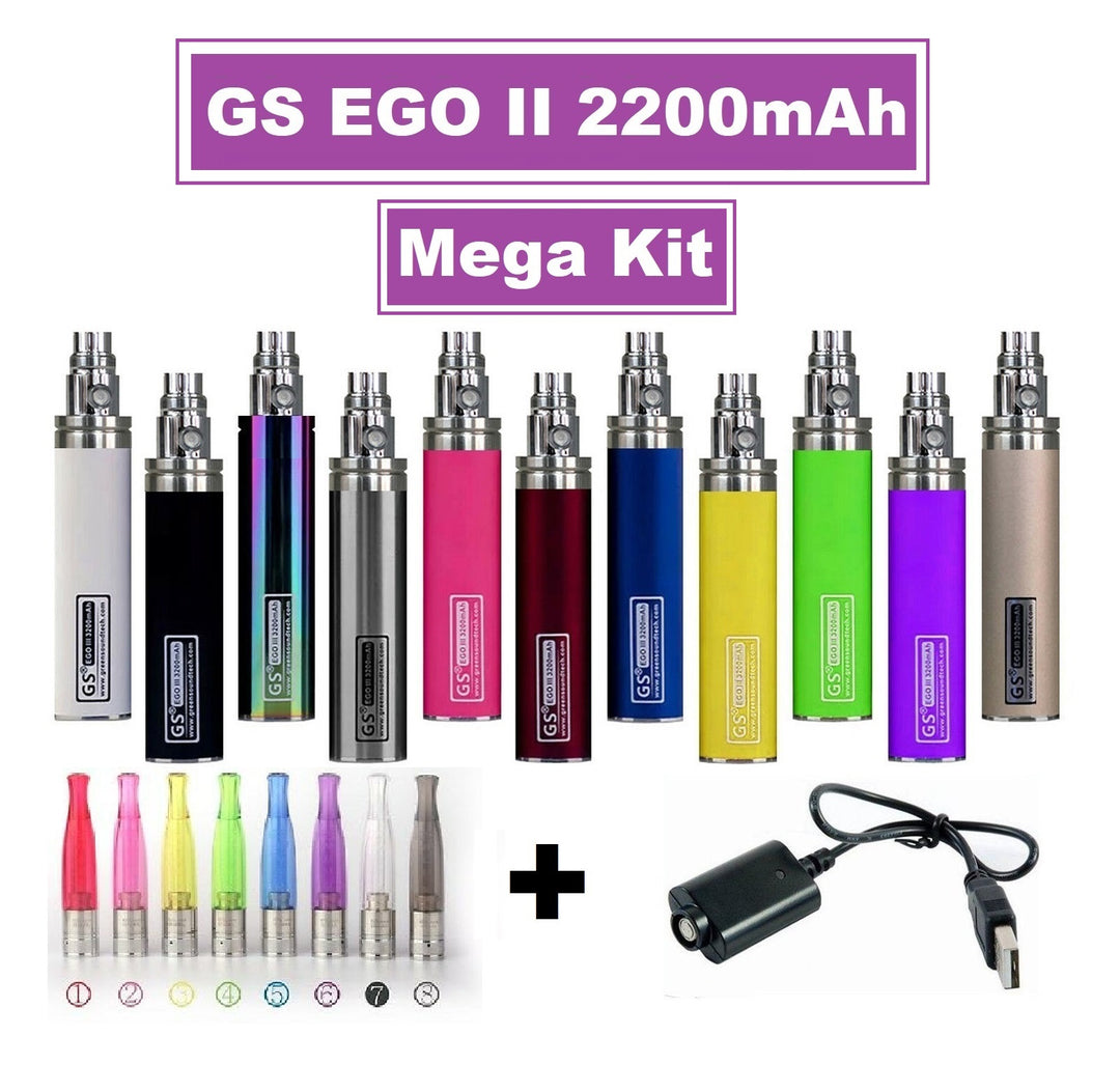 GS EGO II 2200mAh - Long USB Charger and H2S Atomizer  **Mega Kit**