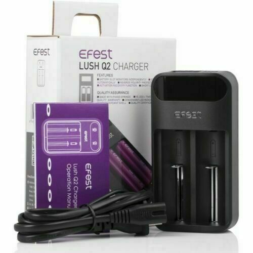 Efest Lush Q2 Charger Two Bay for 10440, 16340, 18350, 18500, 18650 UK Plug