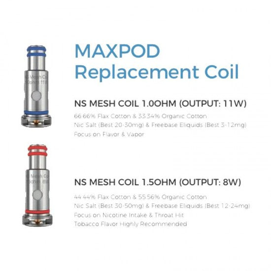 Freemax Maxpod NS Mesh Coil 1.0ohm & 1.5ohm Pack of 5x Replacement Coils