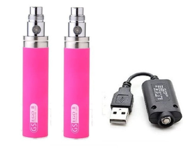 2200mah GS eGo II - Pack of Two Huge Capacity Battery With USB Charger - TPD Compliant.