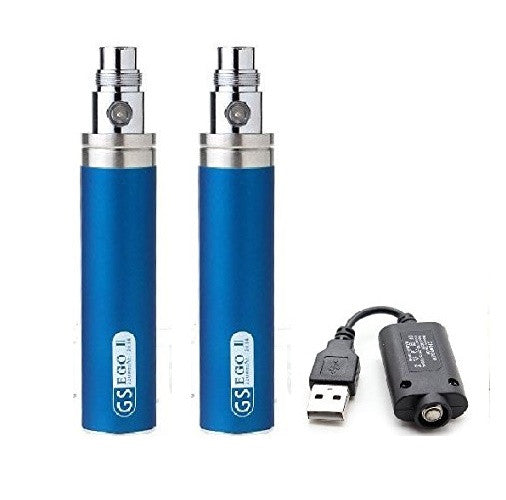 2200mah GS eGo II - Pack of Two Huge Capacity Battery With USB Charger - TPD Compliant.