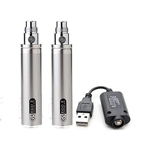 2200mah GS eGo II - Pack of Two Huge Capacity Battery With USB Charger - TPD Compliant.