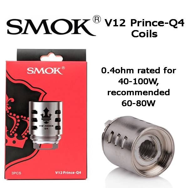 Smok TFV12 Prince Q4 0.4ohm Coil for V12 Prince Tank Pack of 3x Replacement Coil