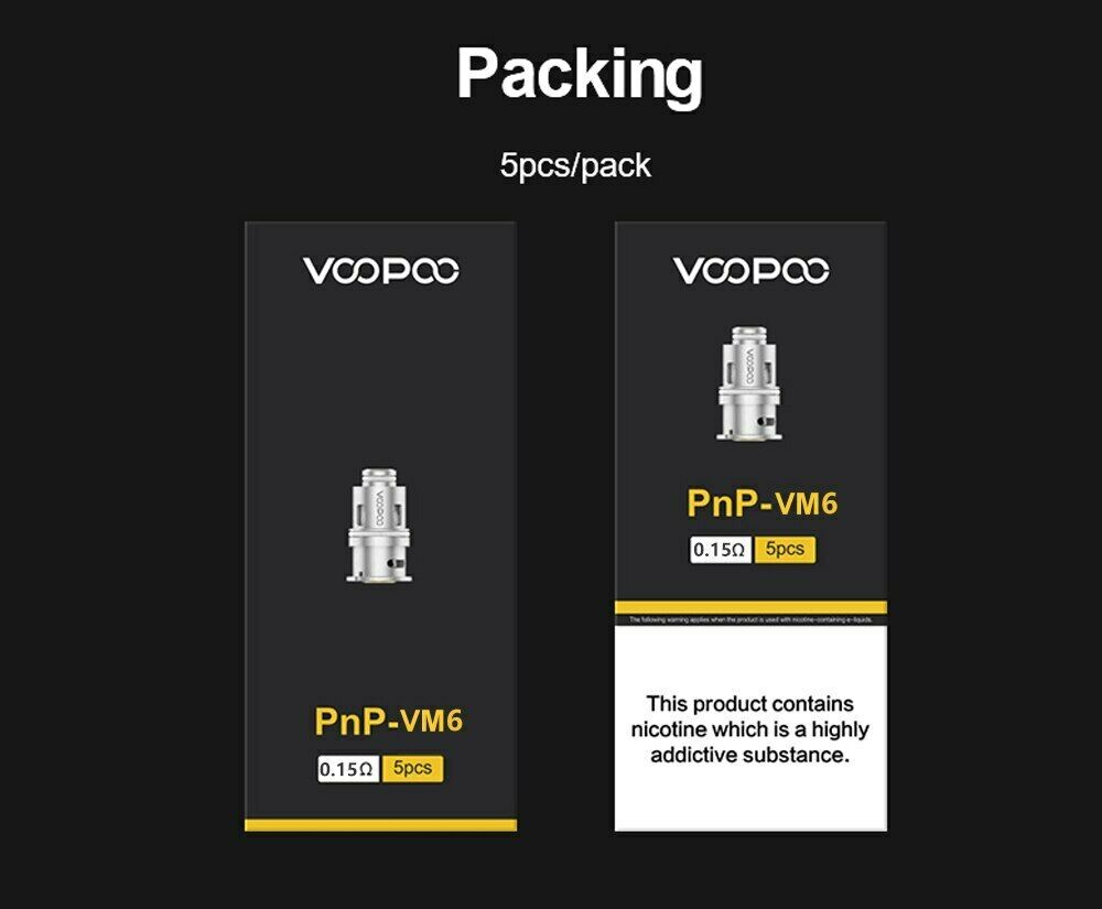 Genuine VooPoo VINCI PnP Mesh Coil VM6 0.15ohm 60–80W Pk of 5x Replacement Coil