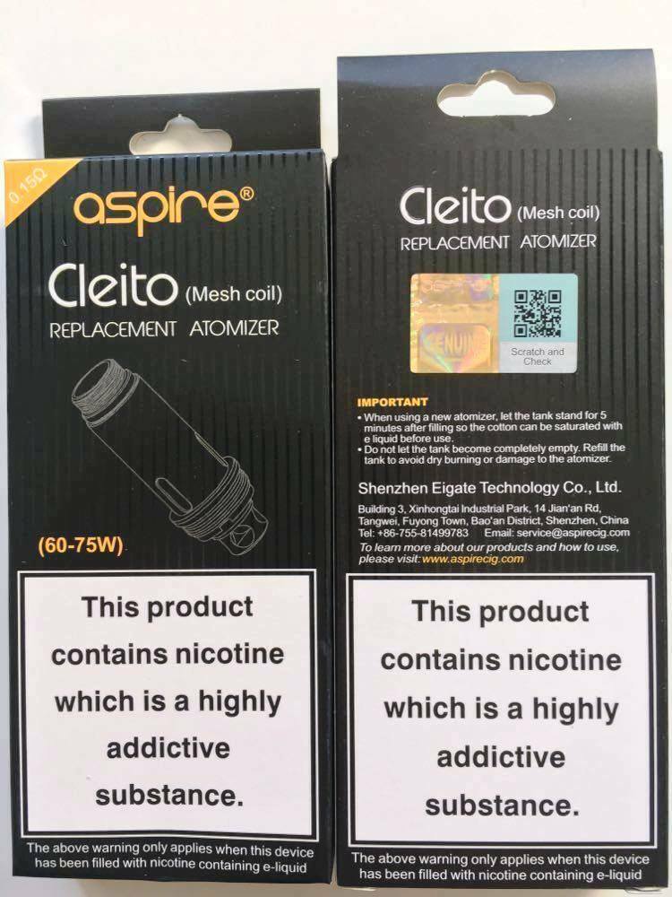 Aspire Cleito Pro & Mesh 0.4, 0.27, 0.2, 0.5 Cleito 120 Mesh - Replacement Coils