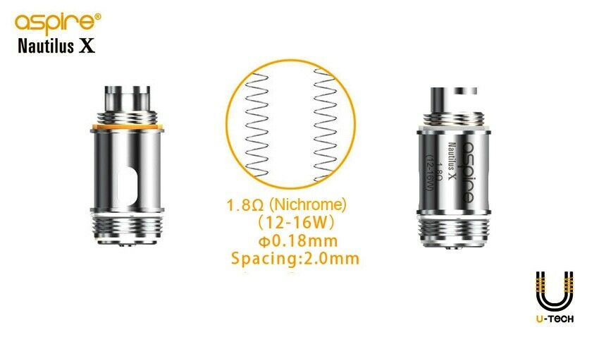 Aspire Nautilus X 1.5Ohm & 1.8Ohm Replacement Coils Head Pack of 5x