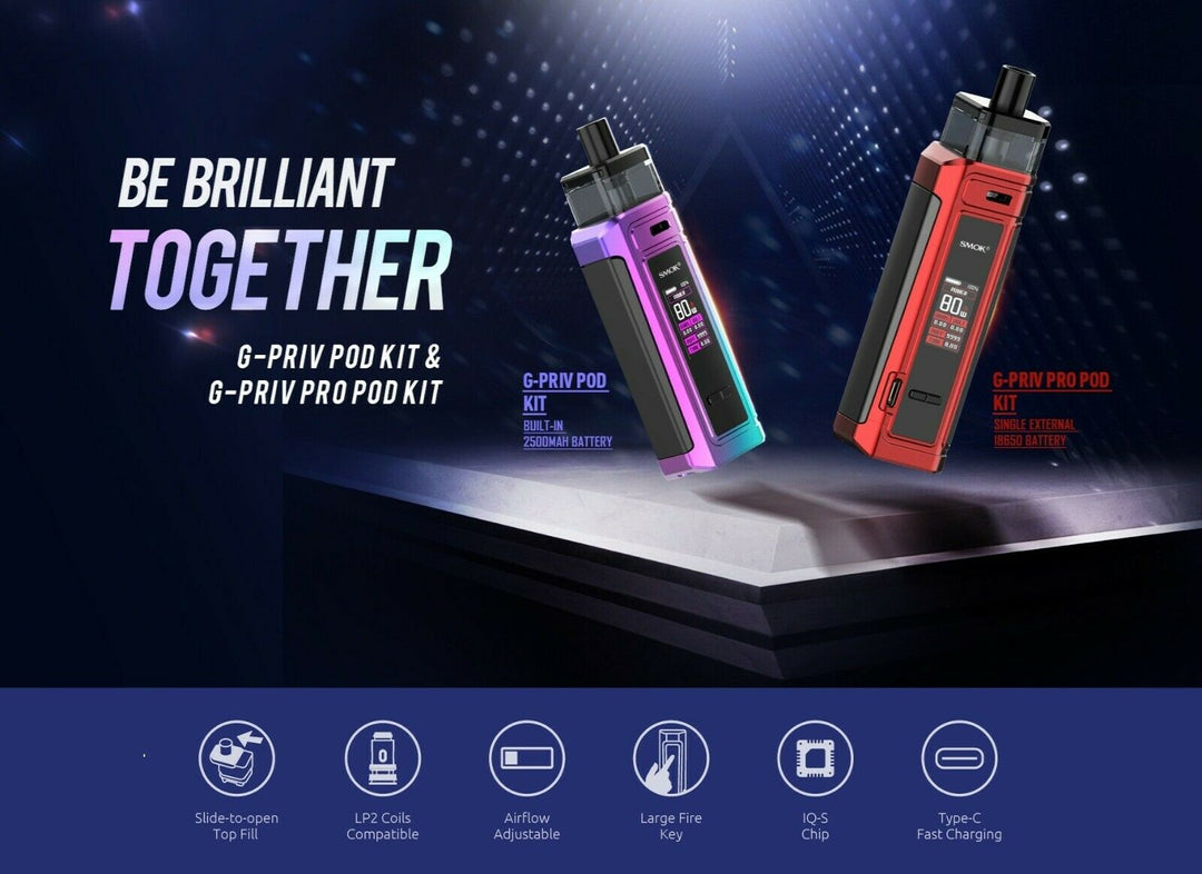 Smok G Priv 80W Kit 2500mAh Battery 2ml All Colours E-Cigarette Pod Vape Kit