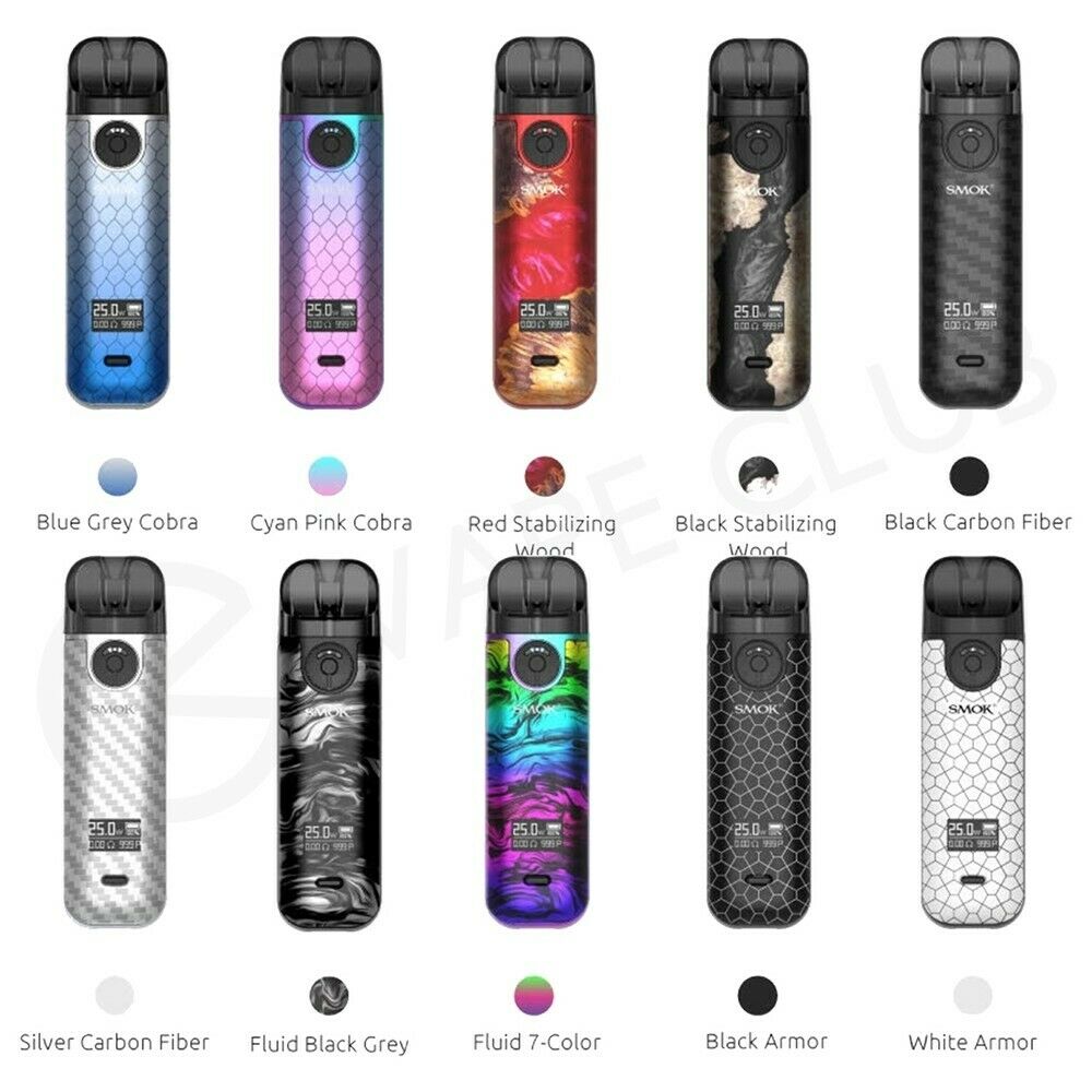 Smok Novo 4 Kit 25W 800mAh Battery E-Cigarette 2ml Pod Vape Kit All Colours -TPD